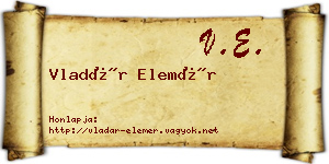 Vladár Elemér névjegykártya